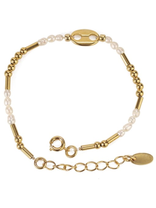 ACCA Brass Freshwater Pearl Geometric Vintage Bracelet 2