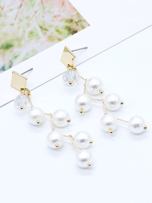 HYACINTH Copper Imitation Pearl Tassel Minimalist Drop Trend Korean Fashion Earring 0