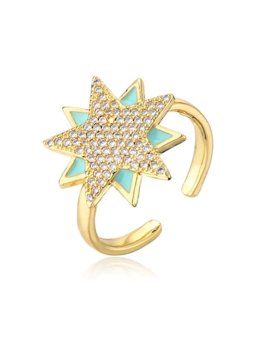 11663 Brass Cubic Zirconia Five-Pointed Star Vintage Band Ring
