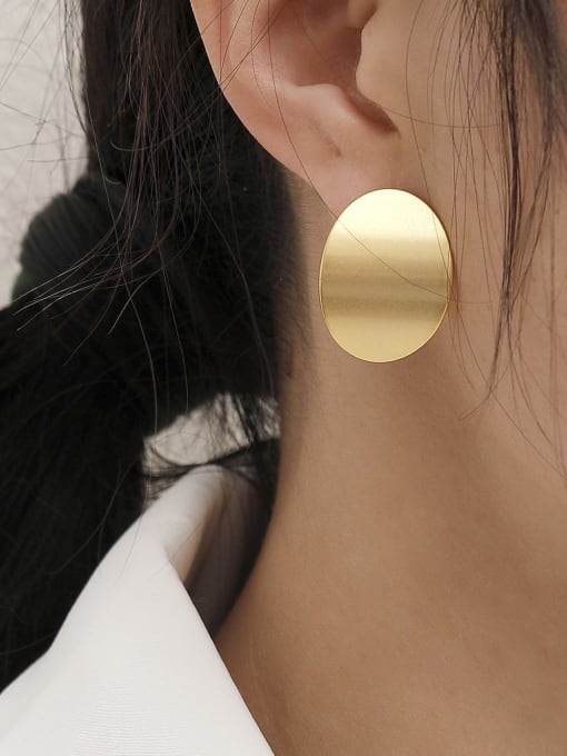 HYACINTH Brass Smooth Geometric Minimalist Stud Trend Korean Fashion Earring 1