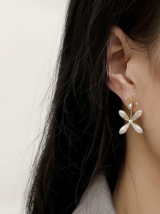 HYACINTH Copper Cubic Zirconia Flower Cute Stud Trend Korean Fashion Earring 1