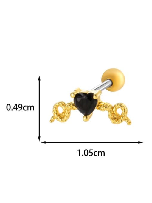 7 # Gold --Single Brass Cubic Zirconia Heart Chain Tassel Minimalist Single Earring