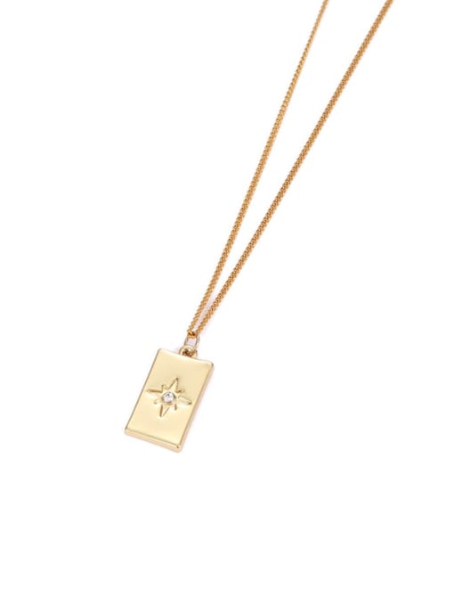 Square brand Necklace Brass Rhinestone Star Minimalist Necklace