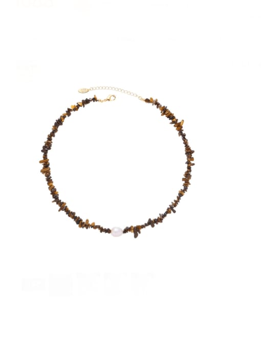 Style 5 (natural material with flaws) Brass Natural Stone Irregular Vintage Beaded Necklace
