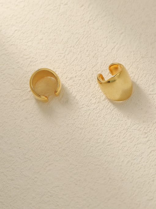 18 k gold Brass Smooth Geometric Minimalist Clip Trend Korean Fashion Earring