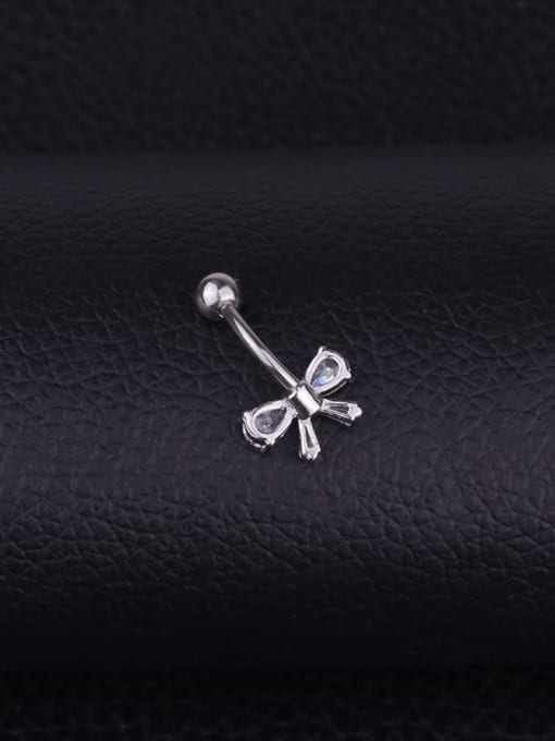HISON Stainless steel Cubic Zirconia Bowknot Hip Hop Belly Rings & Belly Bars 1