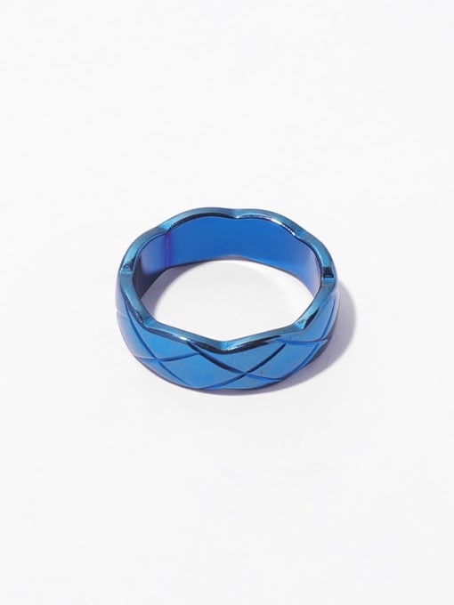 (narrow version) vacuum blue Titanium Steel Geometric Minimalist Band Ring