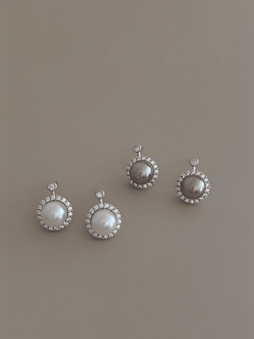 ZRUI Brass Imitation Pearl Geometric Minimalist Drop Earring