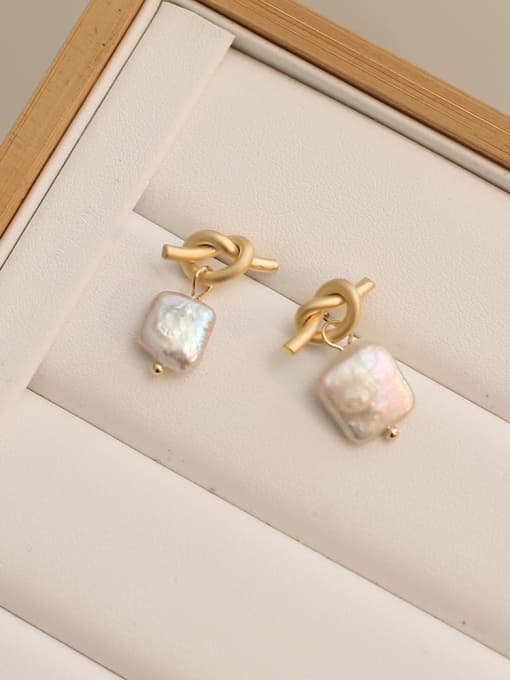 HYACINTH Copper Alien Imitation Pearl Geometric Tie Minimalist Drop Trend Korean Fashion Earring 2