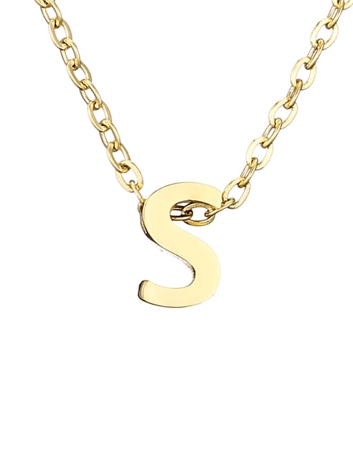 S 14K Titanium Letter Minimalist Initials Pendant Necklace