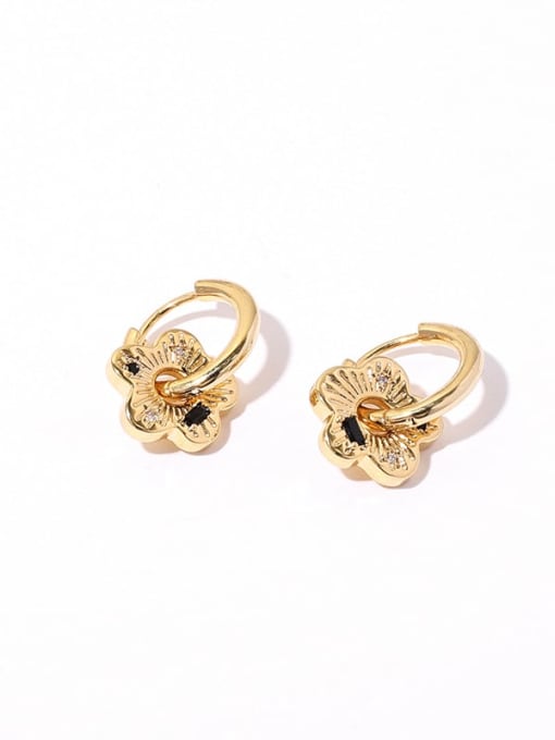 golden Brass Flower Vintage Huggie Earring
