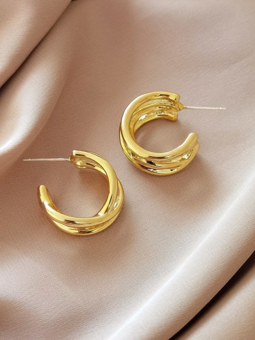 14K  gold Brass Geometric Vintage Stud Earring