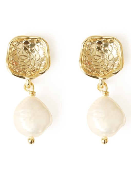 ACCA Brass Freshwater Pearl Geometric Vintage Drop Earring 3