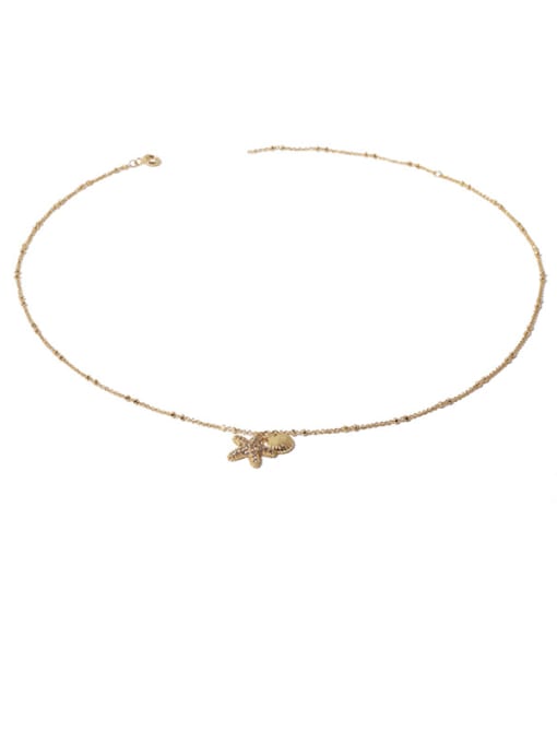 (delivery, etc.) Zircon Necklace Brass Cubic Zirconia Sea Star Vintage Necklace
