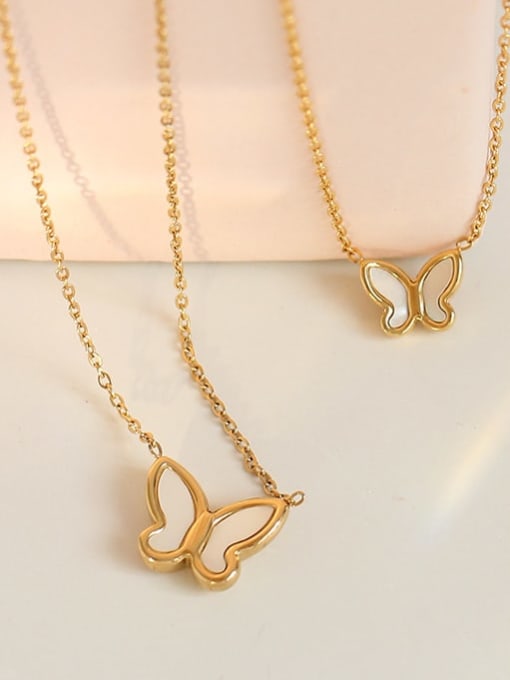 Five Color Brass Shell Butterfly Minimalist Necklace 0
