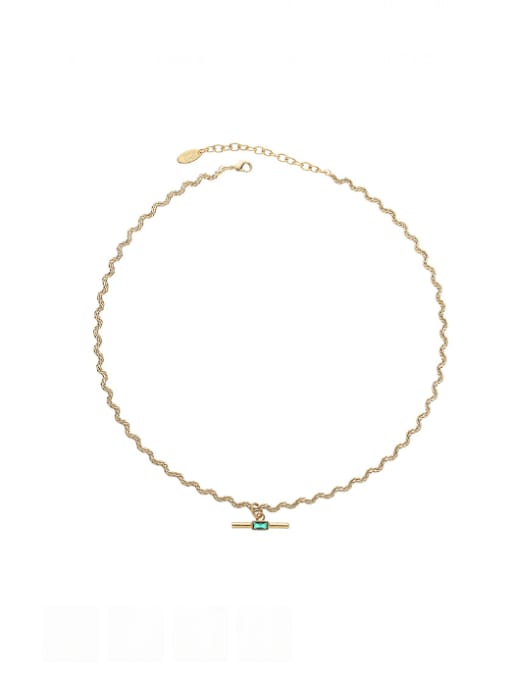 Emerald zircon pendant Brass Cubic Zirconia Geometric Vintage Necklace