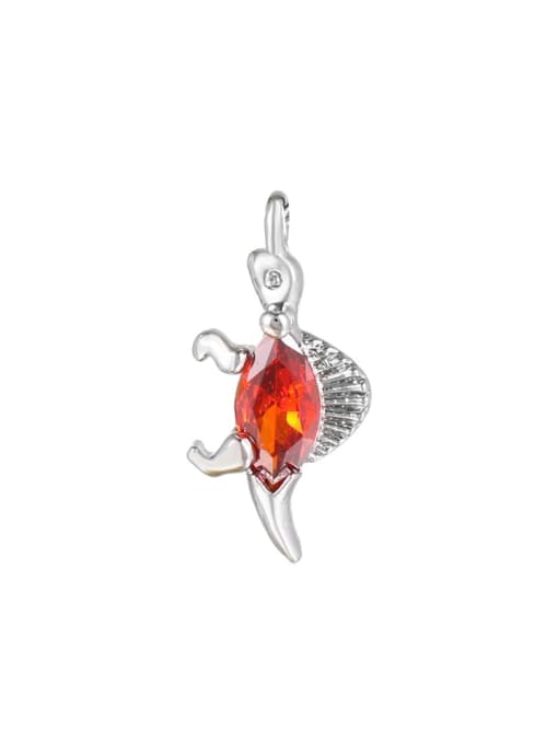 Big red (white K) Brass Cubic Zirconia Multi Color Small animals Cute Diy  Charms