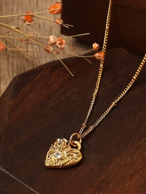 Five Color Brass  Cubic Zirconia Heart Vintage Necklace 0