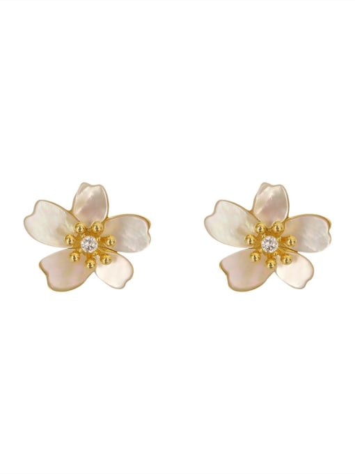 HYACINTH Copper Shell Flower Minimalist Stud Trend Korean Fashion Earring 0