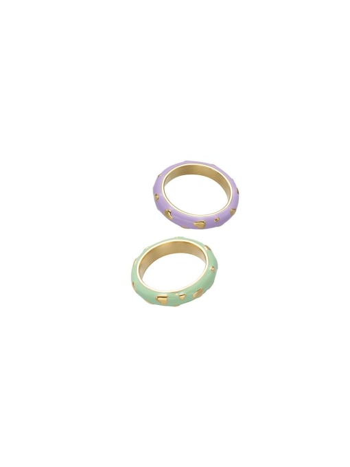 Five Color Brass Enamel Geometric Cute Band Ring