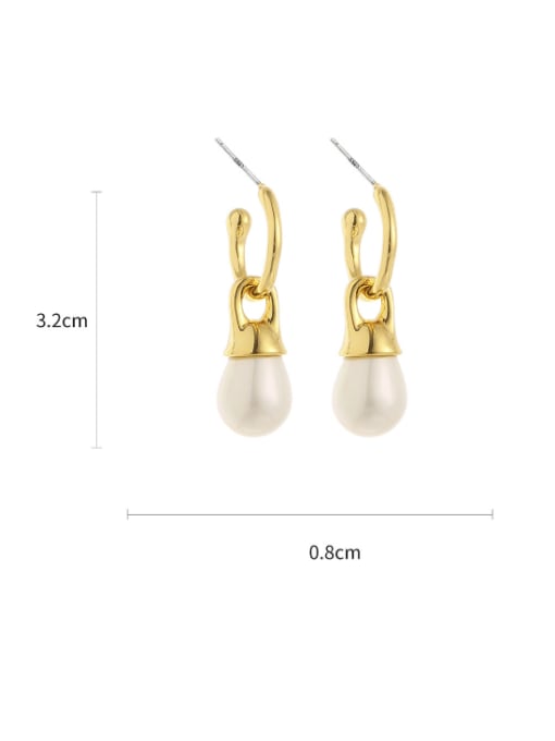 Five Color Brass Imitation Pearl Geometric Minimalist Drop Earring 3