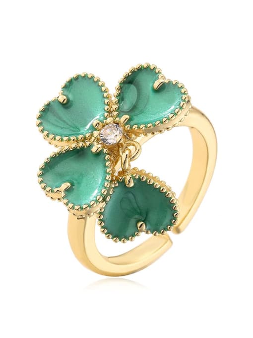 12506 Brass Enamel Flower Cute Band Ring