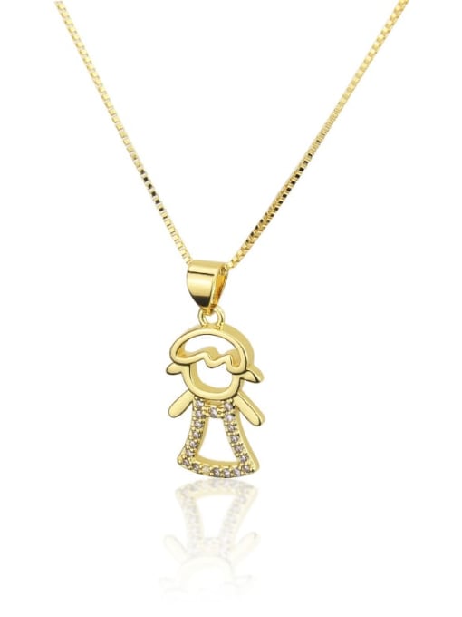 gold-plated Brass Cubic Zirconia Angel Cute  girl   Pendant  Necklace