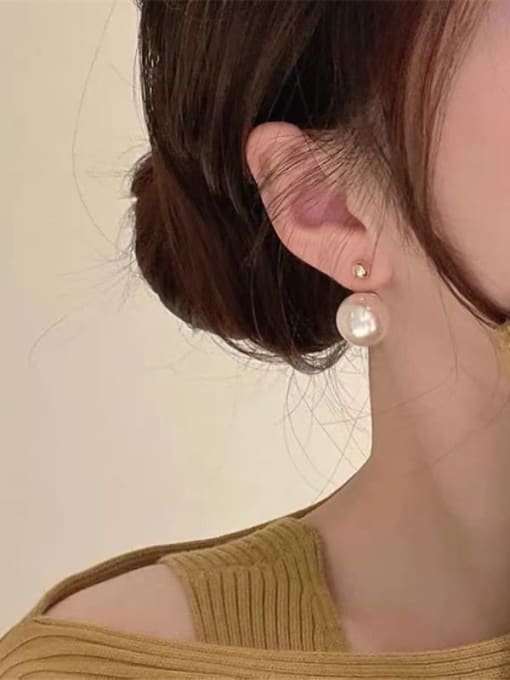 925 silver needle Pearl Earrings Freshwater Pearl Geometric Dainty Earring