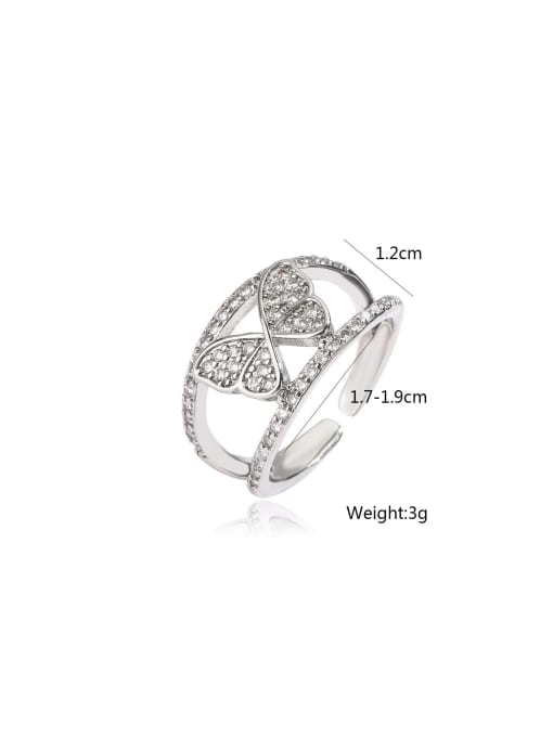 AOG Brass Cubic Zirconia Butterfly Dainty Band Ring 2