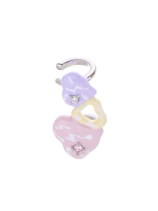 Five Color Brass Cubic Zirconia Enamel Heart Minimalist Single Earring(Single-Only One) 0