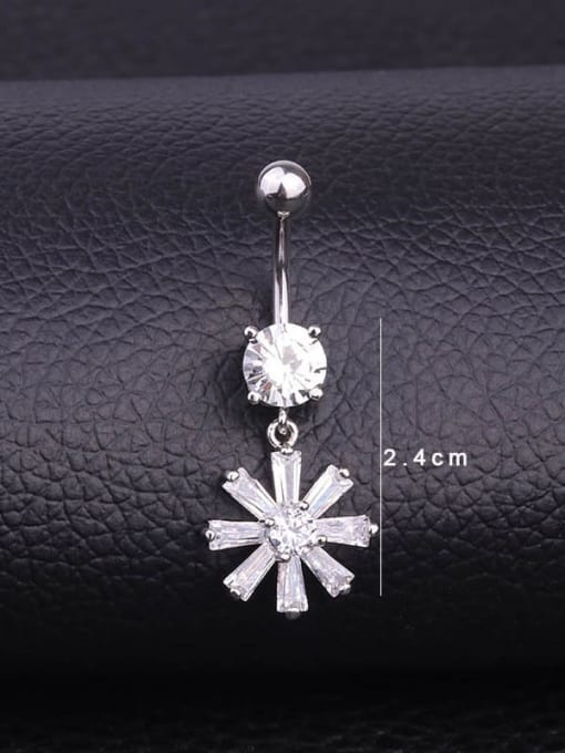 HISON Stainless steel Cubic Zirconia Flower Hip Hop Belly Rings & Belly Bars 3