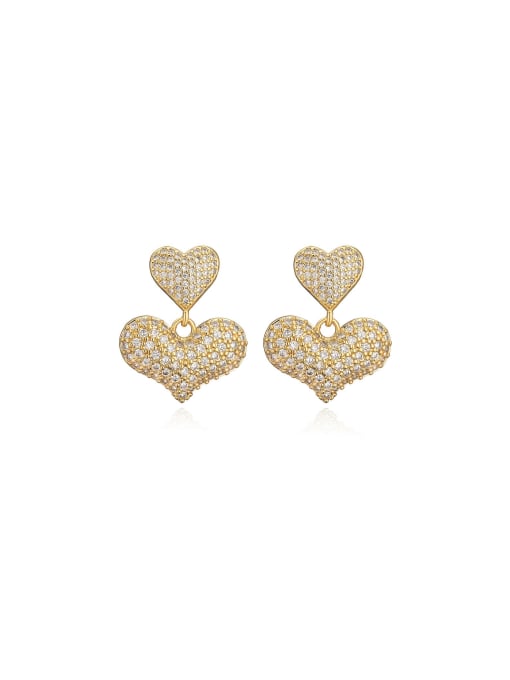 AOG Brass Cubic Zirconia Heart Dainty Stud Earring 0