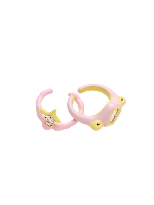 Five Color Brass Enamel Star Cute Band Ring 2