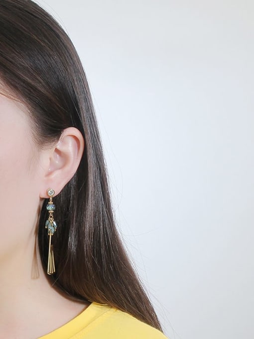 HYACINTH Copper Crystal Geometric Minimalist Drop Trend Korean Fashion Earring 1