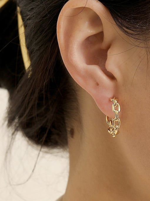 HYACINTH Brass Hollow Geometric Minimalist Hoop Trend Korean Fashion Earring 2
