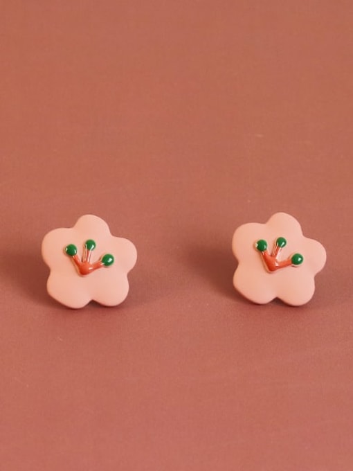 Five Color Alloy Enamel Flower Minimalist Stud Earring 3