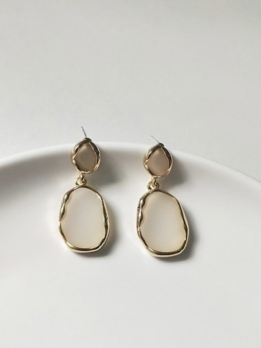 14K  gold white Copper Enamel Geometric Minimalist Stud Trend Korean Fashion Earring