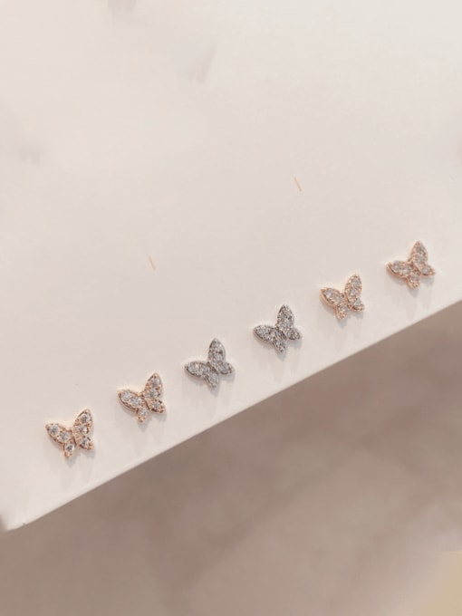 ZRUI Brass Cubic Zirconia Butterfly Minimalist Stud Earring