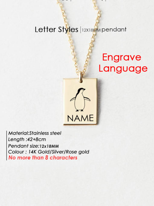 Steel color DW 98 Stainless steel  Laser Letter Animal Minimalist Geometry Pendant Necklace