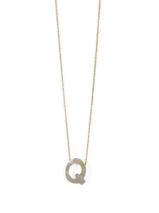 Q Brass Acrylic Letter Minimalist Pendant Necklace