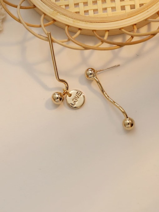 HYACINTH Copper Bead Letter Minimalist Drop Trend Korean Fashion Earring 2