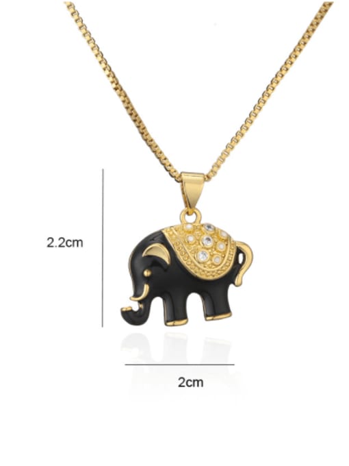 AOG Brass Rhinestone Enamel Elephant Trend Necklace 4