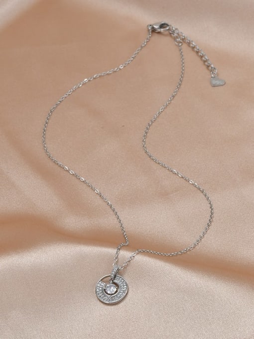 Steel color XL62323 Brass Cubic Zirconia Geometric Dainty Necklace