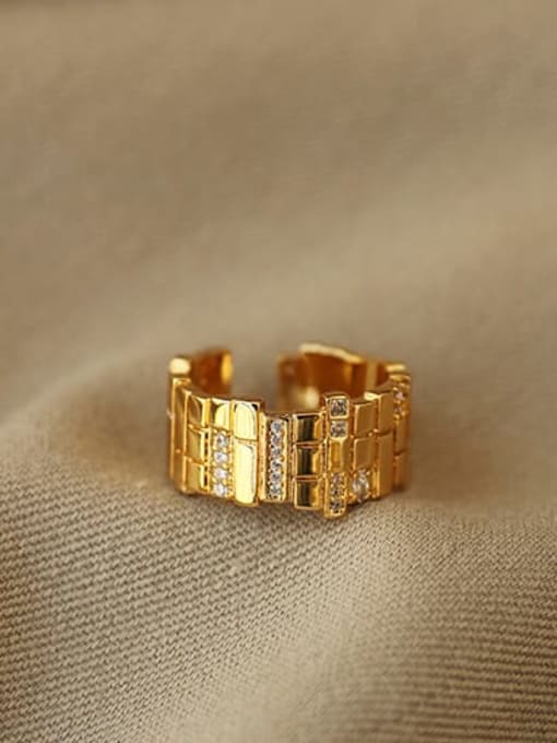 ACCA Brass Cubic Zirconia Geometric Vintage Band Ring 2