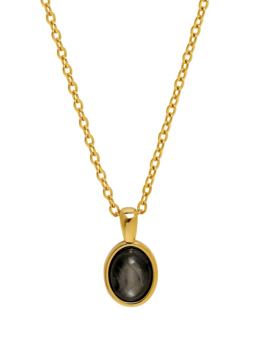 14k gold Brass Glass Stone Geometric Trend Necklace