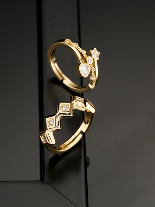 AOG Brass Cubic Zirconia Irregular Vintage Stackable Ring 1