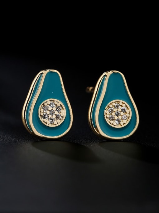 AOG Brass Cubic Zirconia Enamel Geometric Vintage Stud Earring 3