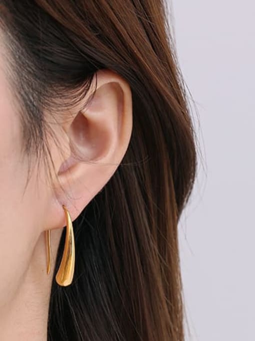 short Brass Water Drop Minimalist Hook Earring