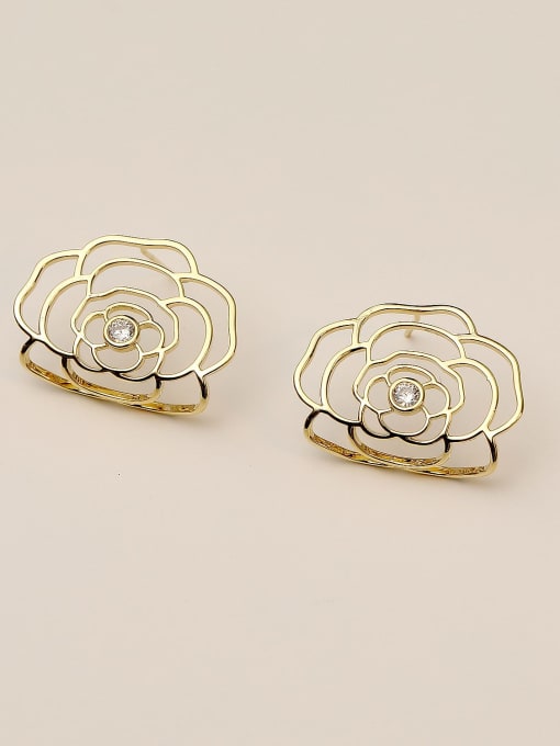 HYACINTH Brass Hollow Flower Cute Stud Trend Korean Fashion Earring 2