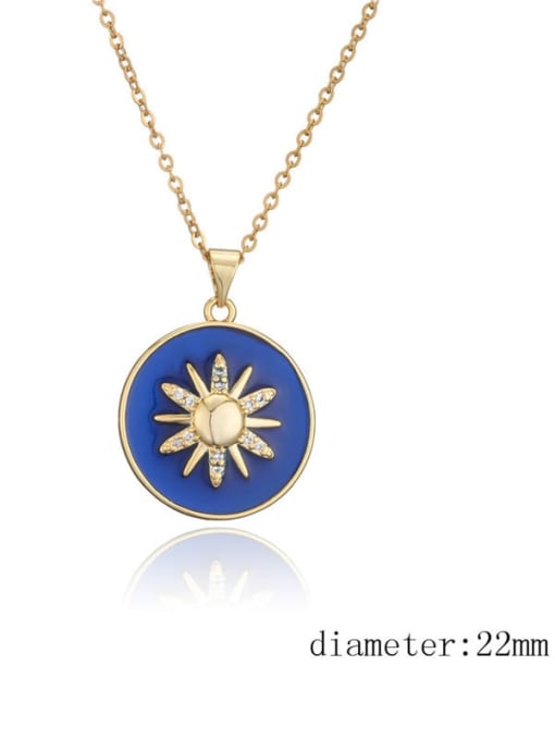AOG Brass Enamel Round Minimalist Sun Pendant Necklace 2